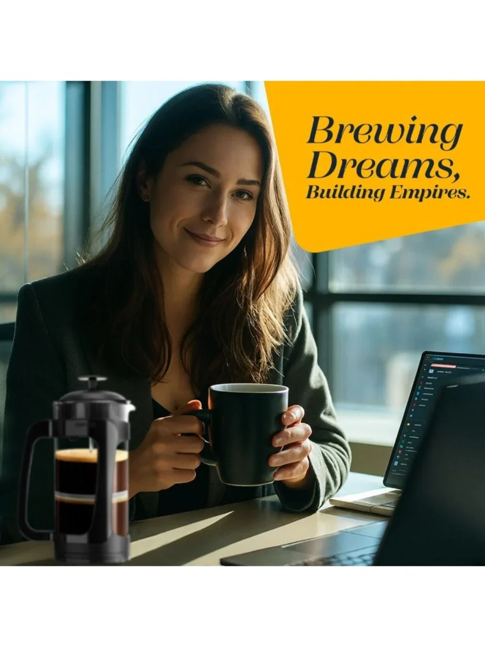 32oz French Press Coffee Maker - Grit-Free, Heat-Resistant Glass, Double Filter